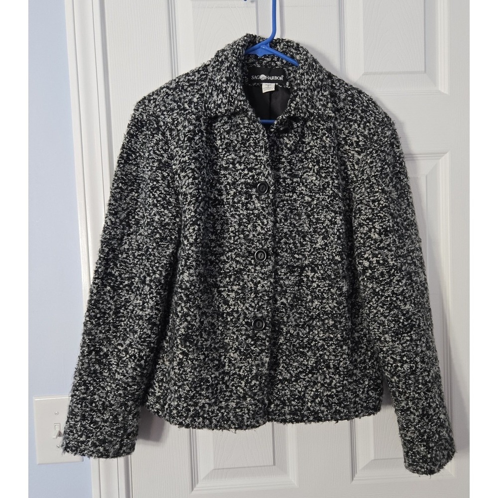 Sag Harbor Womans Blazer Size 8 black & White